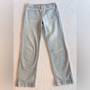 Blank Paige Blue White Striped Button Fly Jeans Women’s High Rise Straight Boho